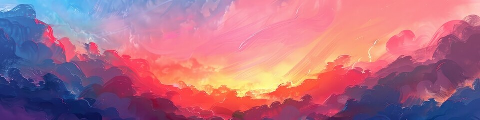 Vivid Sunset Sky Painted in Pink and Blue Hues