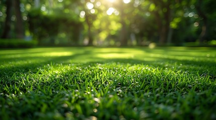 Naklejka premium Lawn and trees green background with Beautiful lawn : Generative AI