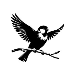 Sparrow silhouette vector illustration