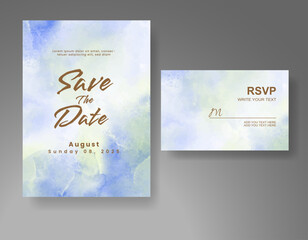 Wedding invitation with Abstract splashed watercolor background