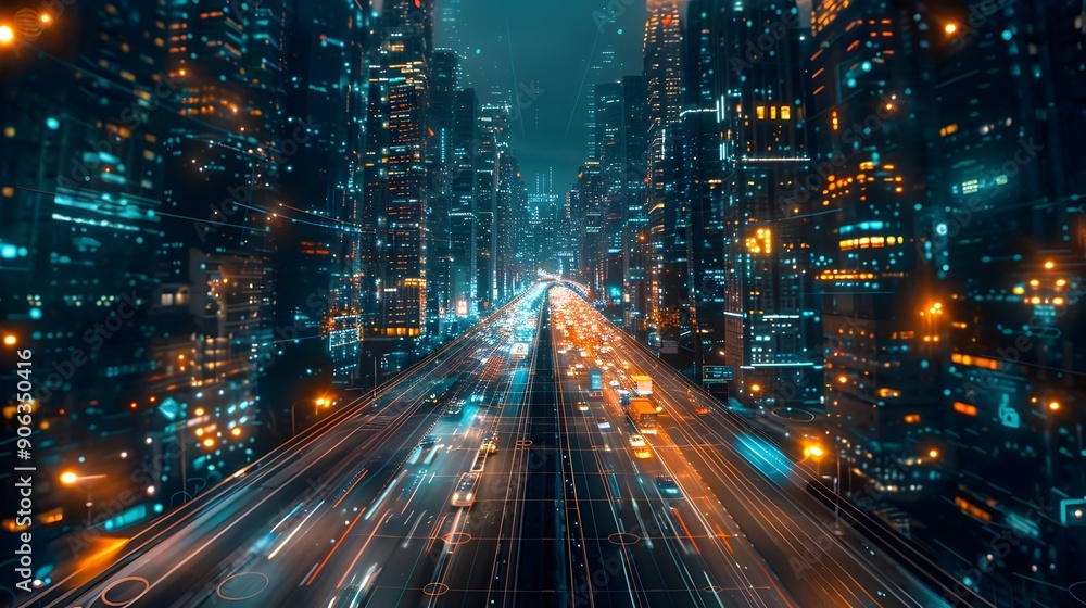 Aufkleber smart city infrastructure with interconnected devices and efficient traffic management