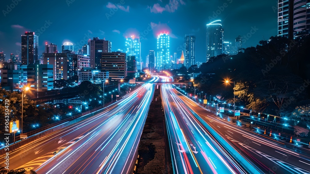 Poster futuristic smart city infrastructure with interconnected devices and real time data analysis