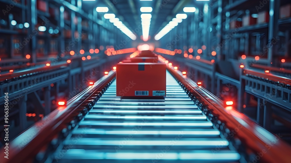 Poster advanced logistics hub with ai driven sorting systems for efficient package delivery