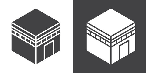 Kaaba icon Thin line illustration set