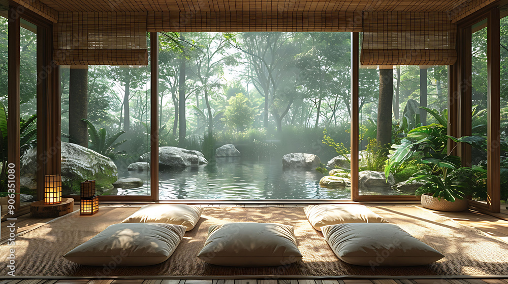 Poster interior creating harmonious environment with cohesive color schemes and balanced decor in a serene 