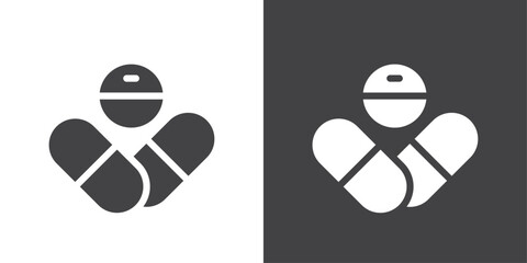 Painkiller pills icon Thin line illustration set
