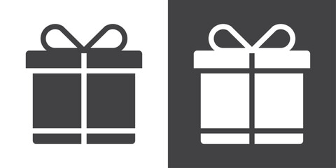 Present gift box icon Thin line illustration set