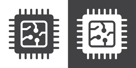 Processor icon Thin line illustration set