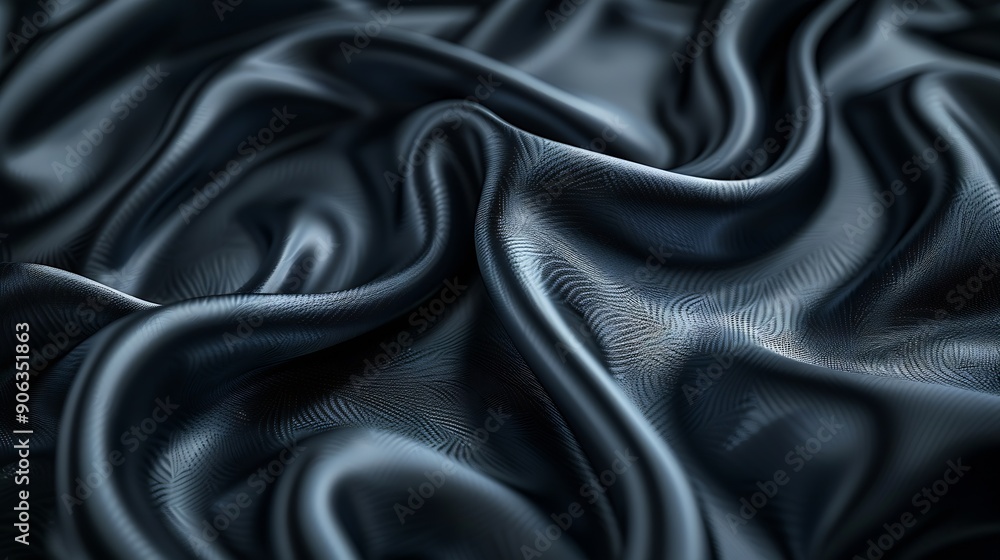 Leinwandbilder black gray satin dark fabric texture luxurious shiny that is abstract silk cloth panorama background