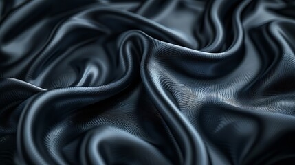 Fototapeta premium Black gray satin dark fabric texture luxurious shiny that is abstract silk cloth panorama background with patterns soft waves blur beautiful : Generative AI