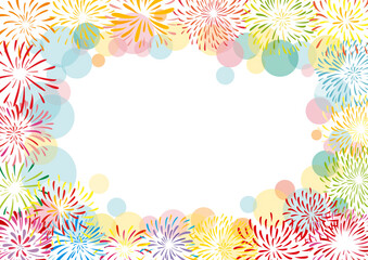 夏祭り　和風花火キラキラフレーム5