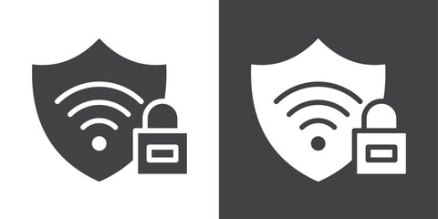 Wifi security icon Thin line illustration set