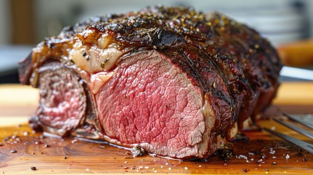 Raare to medium rare prime rib steak