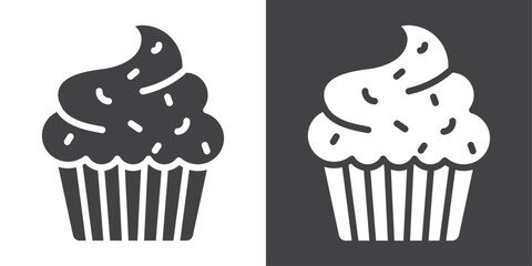 Cupcake icon Thin line illustration set