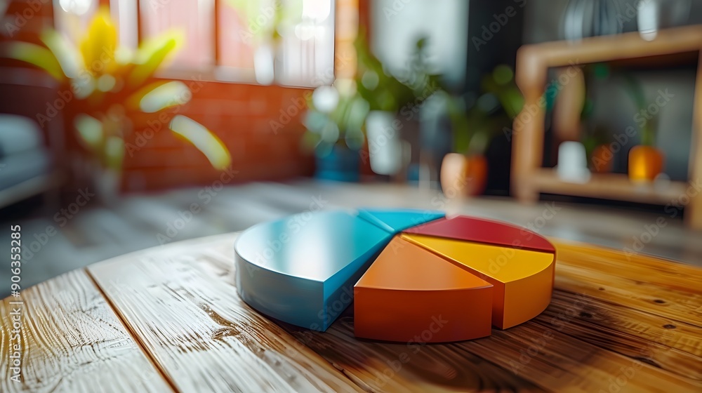 Poster animated pie chart displaying insurance premium breakdowns clear and informative design concept