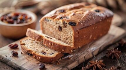 Cinnamon Raisin Bread Selective focus