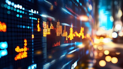 Obraz premium Financial Market Volatility - Close-Up of Futures Prices Ticker with Copy Space for Investment Concepts