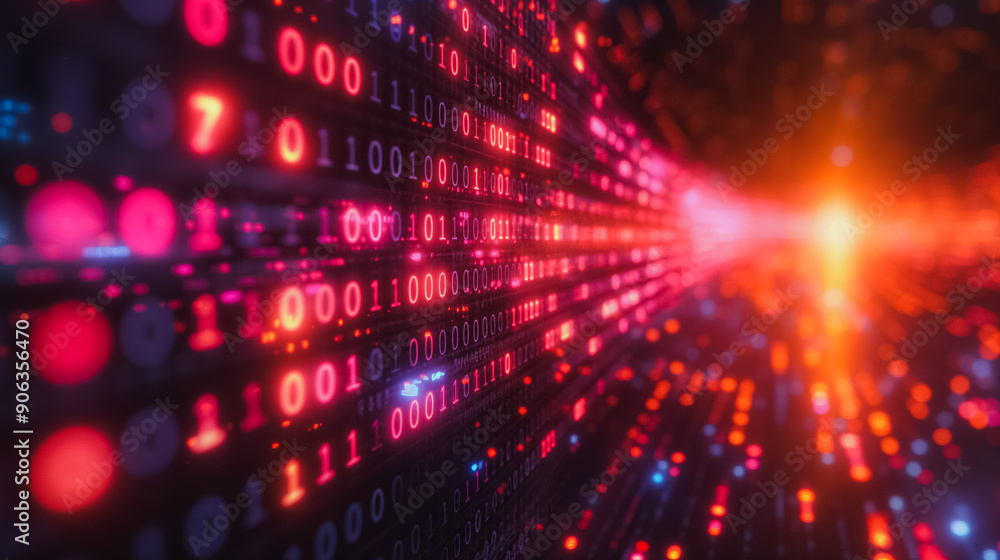 Poster a computer screen with a red line of numbers