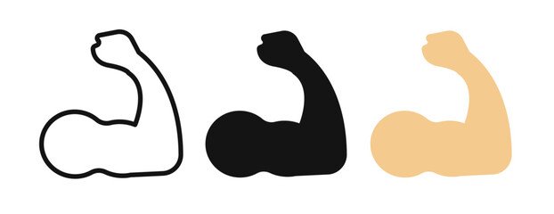 Muscle iconicon vector collection in outlined and solid style