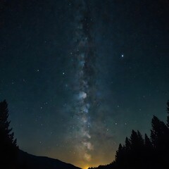 Beautiful starry night full of beauties, space clouds and stars view from land