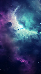 Fototapeta premium Digital purple and green nebula starry abstract graphic poster background