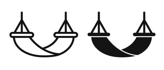 Beach hammock iconicon vector collection in outlined and solid style