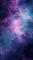 Digital purple and green nebula starry abstract graphic poster background