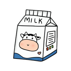 cute kawaii milk box illustration