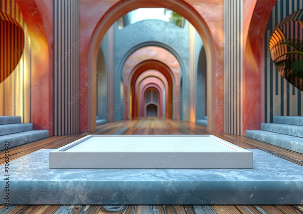 Poster Modern Architecture with Archways and a Platform