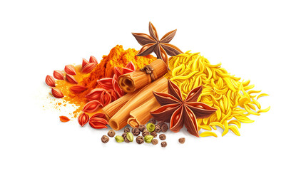 Group of spices spice mix herb ingredients isolate on transparent © OHishi_Foto