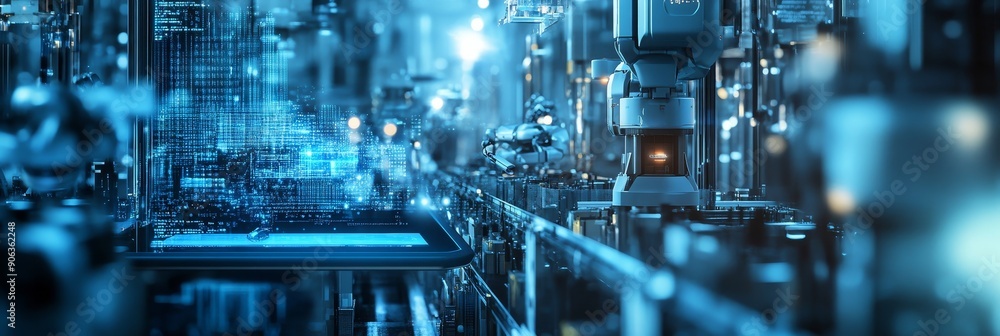 Poster in the factory industry, robotics can be used to implement innovative production technologies