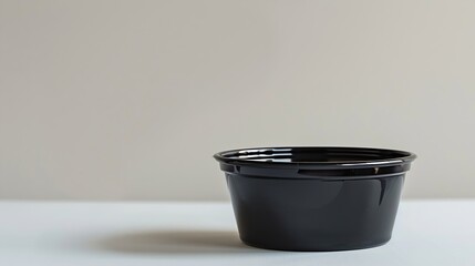 Black plastic disposable sauce cup isolated on white : Generative AI