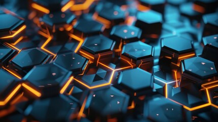 Obraz premium Abstract Hexagon Pattern with Neon Lights