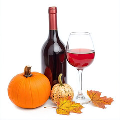 Wine Bottle Amongst Pumpkin and Fall Decor | Generative Ai