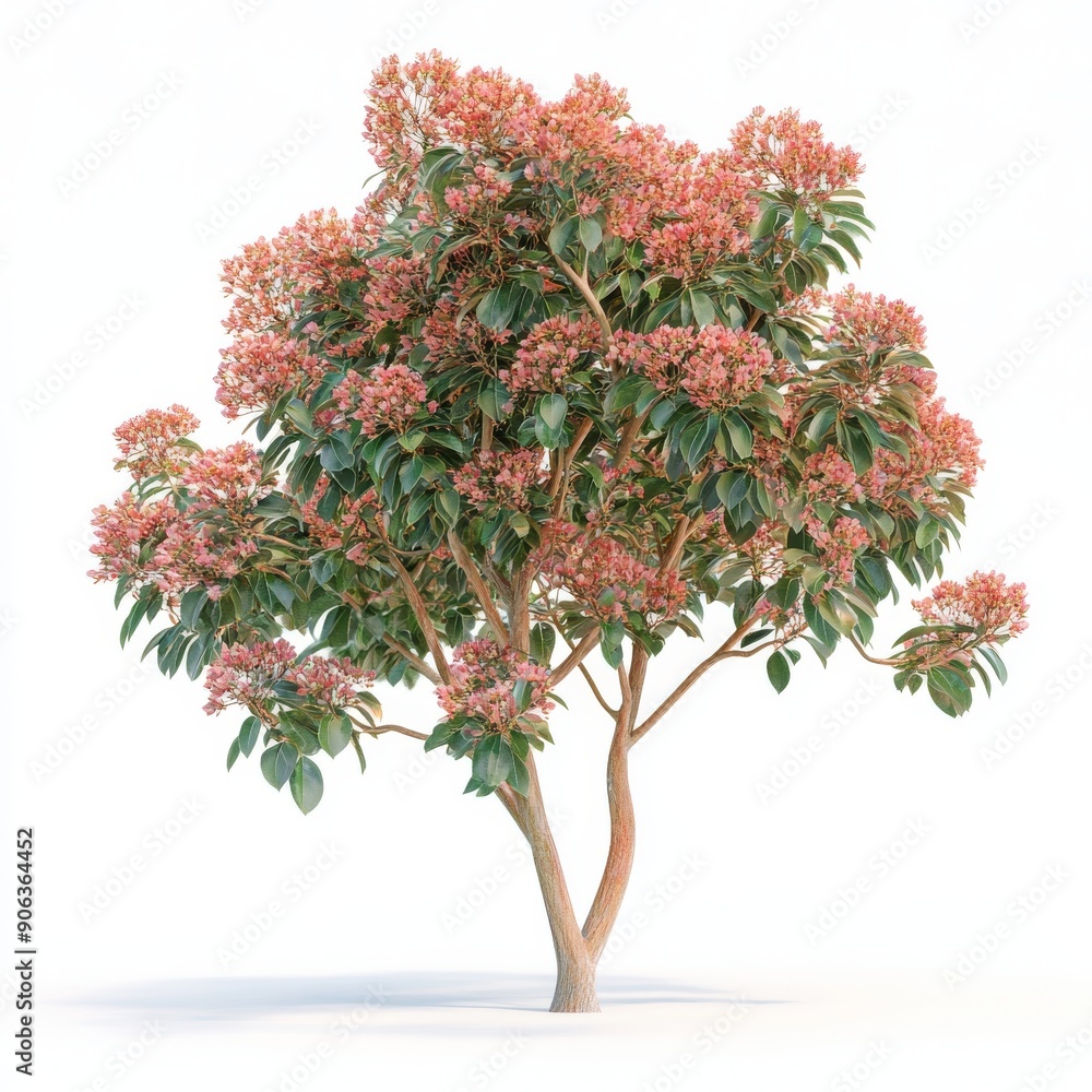 Poster tree of nerium oleander isolated on transparent background in 3d