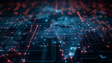 Technology background using world map circuit board