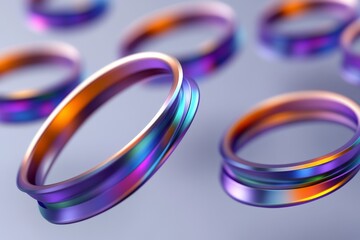 Colorful wedding rings symbolizing commitment and union set against a vivid romantic backdrop.