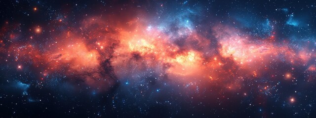 Obraz premium Vibrant and colorful digital ultra-realistic image with a cosmos background full of stars and galaxies.