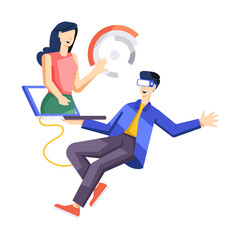A flat character illustration of vr business 

