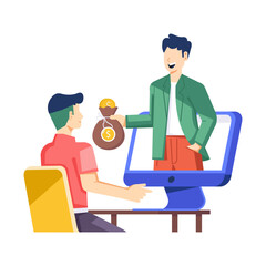 A flat style illustration of online investor  


