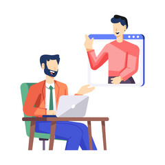 A flat style illustration of online meeting 


