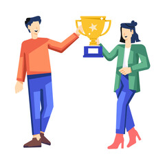A flat style illustration of team achievement 

