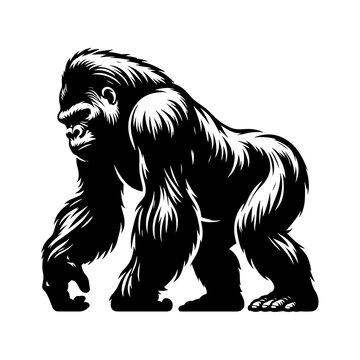 recommend clip art: Gorilla silhouette vector illustration