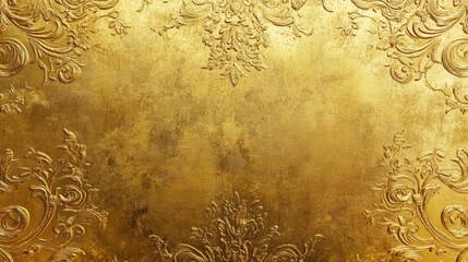 A gold background with intricate, ornate patterns. The rich detailing adds a touch of vintage elegance and sophistication.