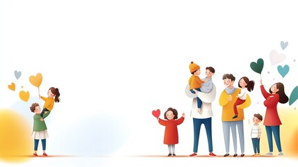 Fototapeta premium A joyful family scene celebrating love and togetherness, featuring children and parents sharing affectionate moments.