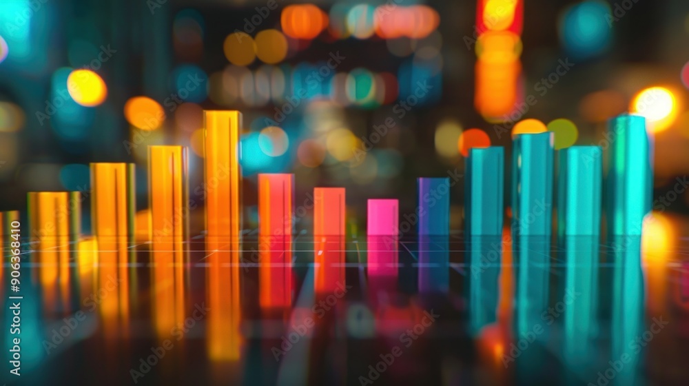 Poster abstract colorful bar graph visualized in 3d
