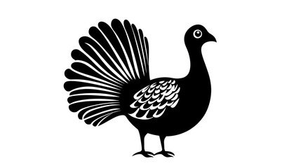 Obraz premium Black silhouette of Turkey illustration icon for logo, isolated on white background