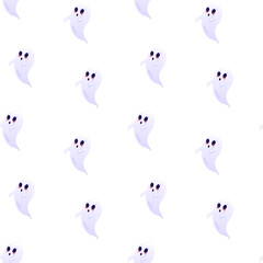Frightening ghosts vector seamless pattern. Packaging design, wrapping paper, background, backdrop