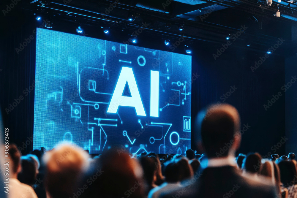 Aufkleber audience viewing a presentation on artificial intelligence