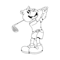 Bear Golf Retro Mascot Character